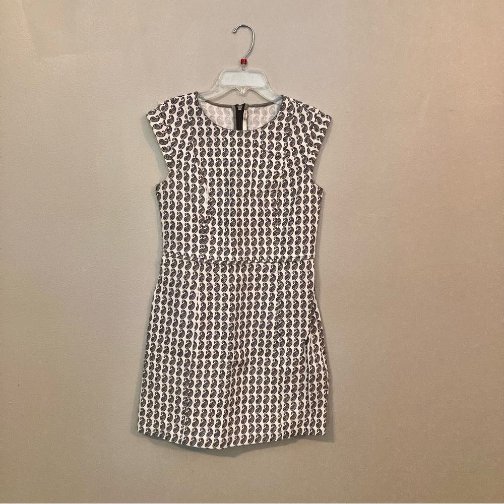 4/$10 - Mauro Grifoni Paisley Print Zippered Shift Dress - Navy & White